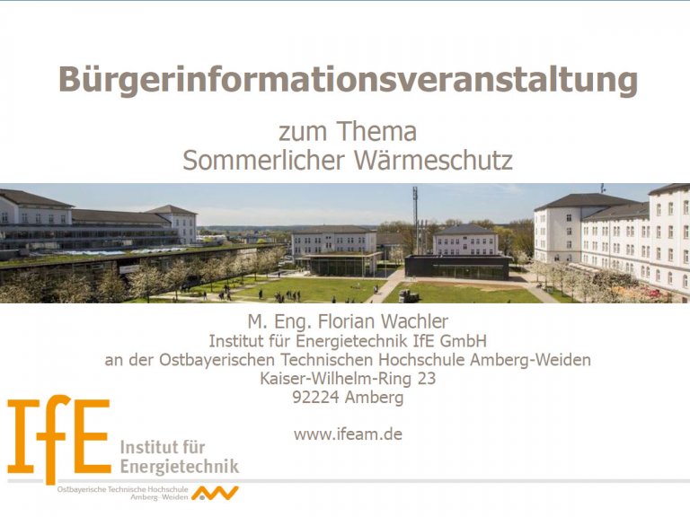 Grossansicht in neuem Fenster: Bürgerinformationsveranstaltung Energieeffizienz im privaten Haushalt - Sommerlicher Wärmeschutz