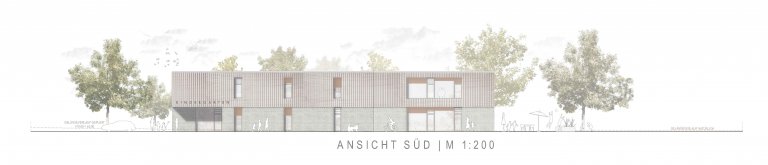 Grossansicht in neuem Fenster: 3. Preis Kindergarten Wiesensteig 1005_Ansicht Süd