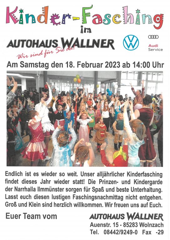 Grossansicht in neuem Fenster: Kinder-Fasching im Autohaus Wallner 2023